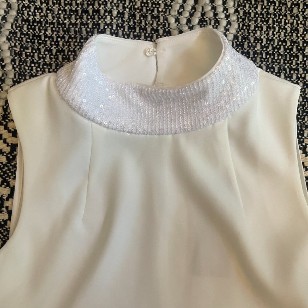 NWT Sachin + Babi "Keaton" Sequin Neck Sleeveless Blouse – Off-White – Small - Picture 6 of 10